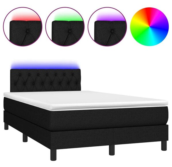 VidaXL LED-es Ágy - Fekete Szövet - 120x200 cm