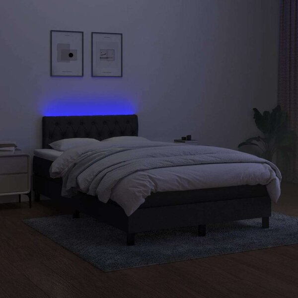 VidaXL LED-es Ágy - Fekete Szövet - 120x200 cm