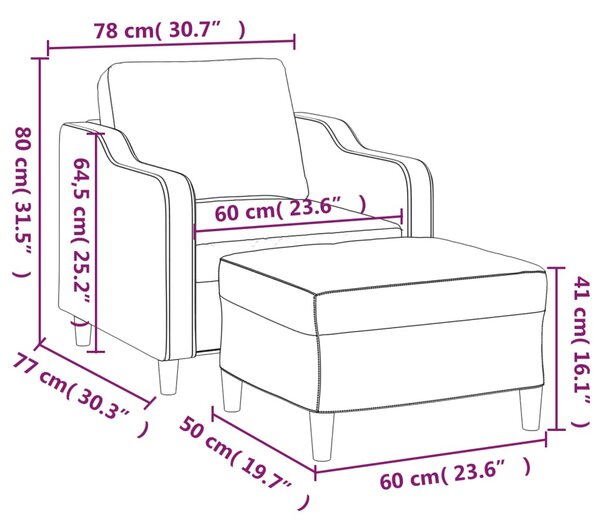 Világossárga szövet kanapéfotel lábtartóval 60 cm