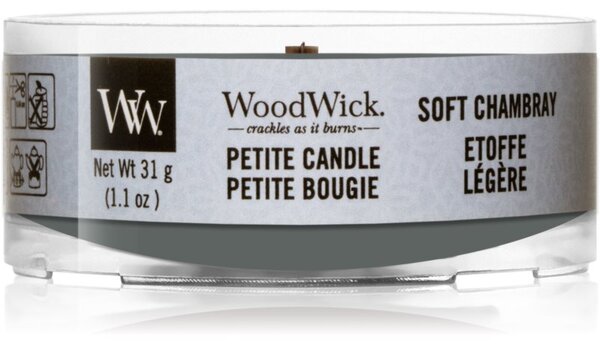 Woodwick Soft Chambray viaszos gyertya fa kanóccal 31 g
