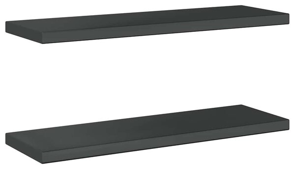 2 db fekete rozsdamentes acél fali polc 75 x 23,5 cm