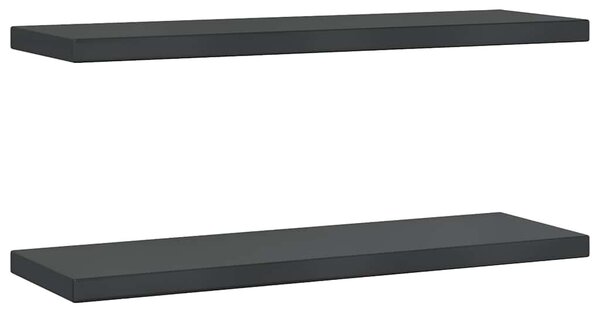 2 db fekete rozsdamentes acél fali polc 75 x 23,5 cm
