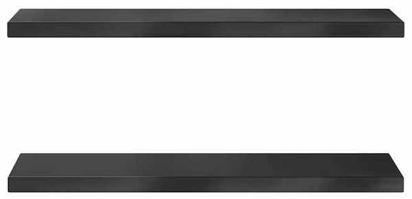 2 db fekete rozsdamentes acél fali polc 75 x 23,5 cm