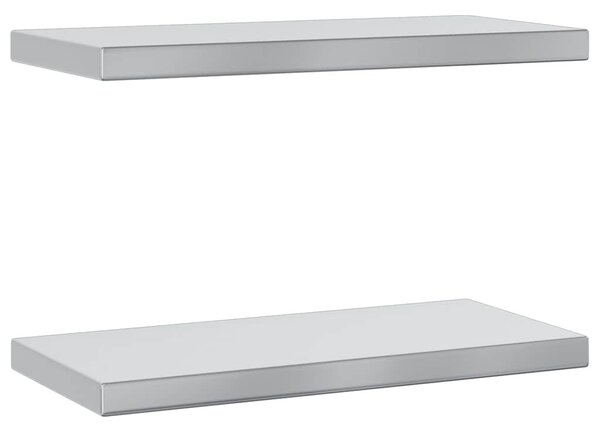 2 db ezüstszínű rozsdamentes acél fali polc 50 x 23,5 cm