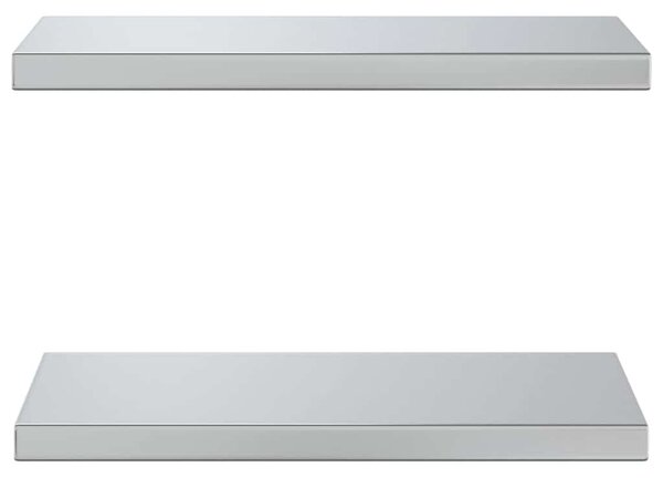 2 db ezüstszínű rozsdamentes acél fali polc 50 x 23,5 cm
