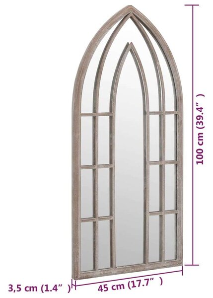 Gótikus Fali Tükör - Vas - 100x45 cm