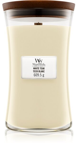 Woodwick White Teak illatos gyertya fa kanóccal 609.5 g