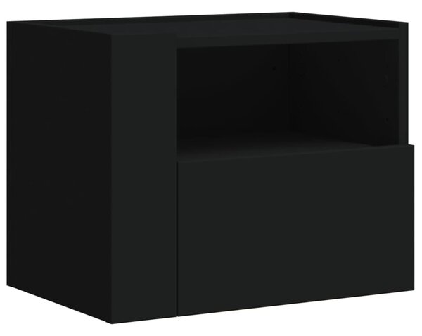 Fekete falra szerelhető éjjeliszekrény 45 x 30 x 35 cm