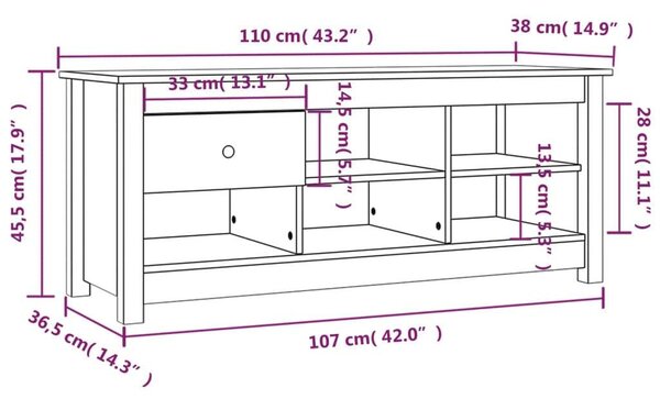 Fenyőfa Cipősszekrény - Fehér - 1 Fiók, 5 Polc - 110cm