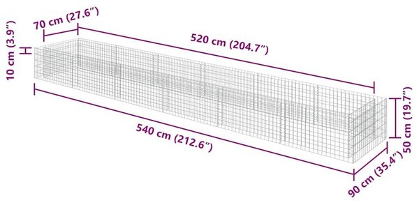 Gabion Magaságyás - 540x90x50 cm