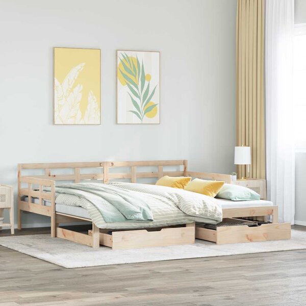Kihúzható heverő fiókokkal matrac nélkül 90 x 190 cm