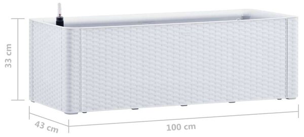 Rattan Magaságyás - Önöntöző - Fehér - 100x43x33cm