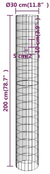 Gabion Magaságyás - Kör - 3 db - Ø30 x 200 cm