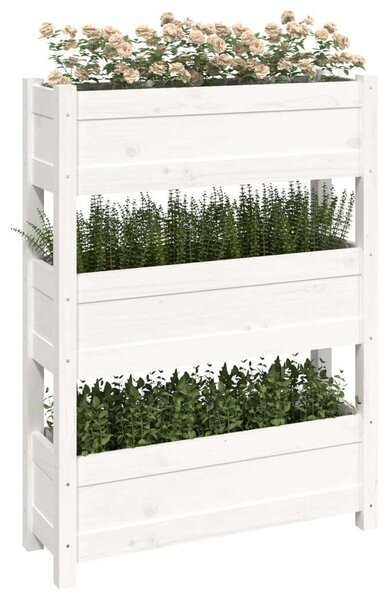 VidaXL 3 Szintes Növénytartó - Fehér Fenyőfa - 77x25x104,5 cm