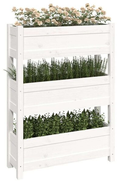 VidaXL 3 Szintes Növénytartó - Fehér Fenyőfa - 77x25x104,5 cm