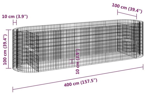 VidaXL Gabion Magaságyás - 400x100x100 cm