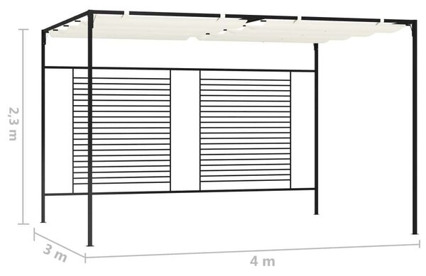 VidaXL Kerti Pavilon - Behúzható Tető - 3x4x2,3m - Krémszínű