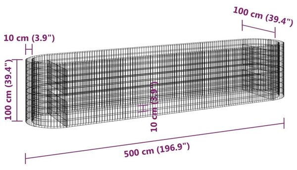 VidaXL Gabion Magaságyás - 500x100x100 cm