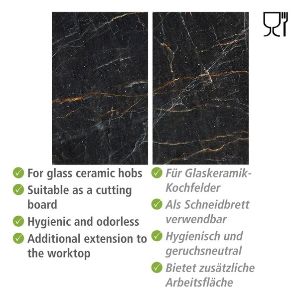 Edzett üveg tűzhely fedőlap szett 2 db-os 52x30 cm Marble – Allstar