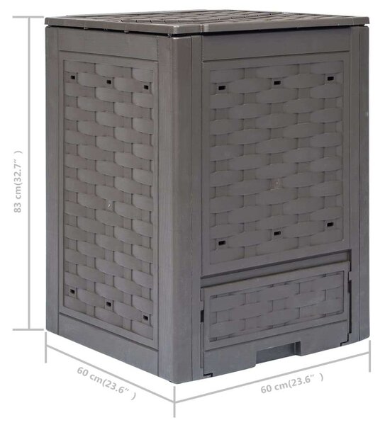 3 db Kerti Komposztáló - Barna Rattan Dizájn - 60x60x83 cm