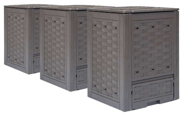 3 db Kerti Komposztáló - Barna Rattan Dizájn - 60x60x83 cm