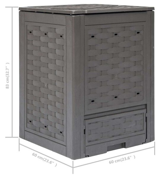 3 db Kerti Komposztáló - Barna Rattan Dizájn - 60x60x83 cm