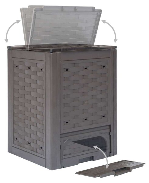 3 db Kerti Komposztáló - Barna Rattan Dizájn - 60x60x83 cm