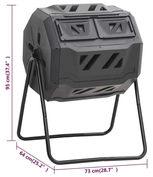 Forgó Komposztáló Láda - 160 Liter - Fekete