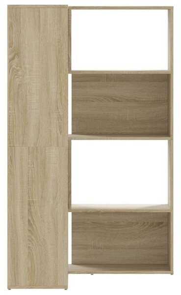4 szintes sonoma tölgy szerelt fa sarok könyvespolc 85x85x140cm