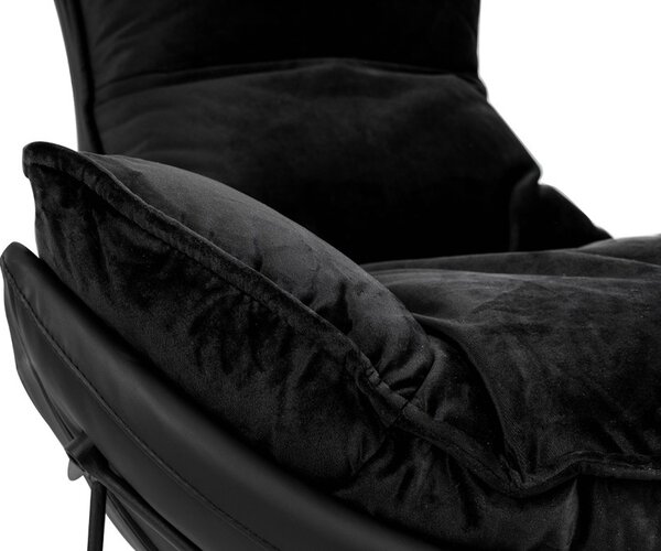 King Home Otilia Stand Velvet Fotel Fekete