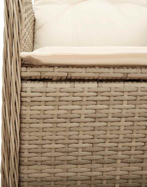 7 részes bézs polyrattan kerti bisztrógarnitúra párnákkal