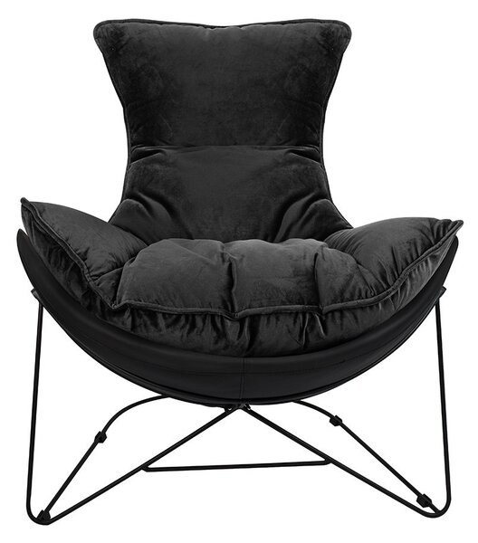 King Home Otilia Stand Velvet Fotel Fekete