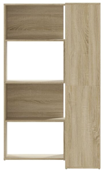 4 szintes sonoma tölgy szerelt fa sarok könyvespolc 85x85x140cm