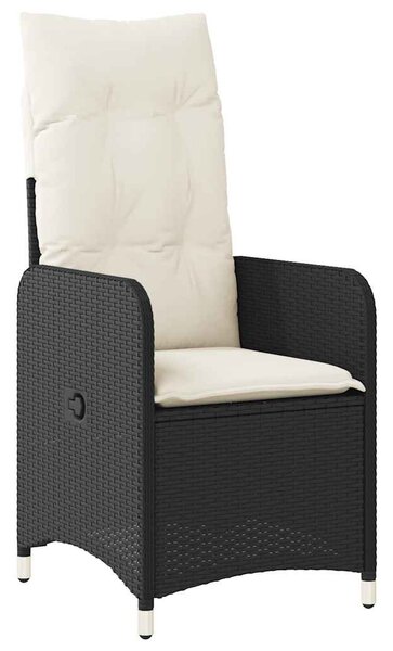 5 részes fekete polyrattan kerti bisztrógarnitúra párnákkal