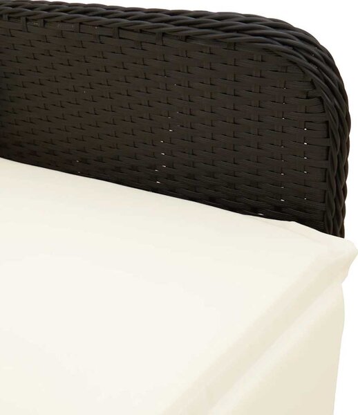 9 részes fekete polyrattan kerti bisztrógarnitúra párnákkal
