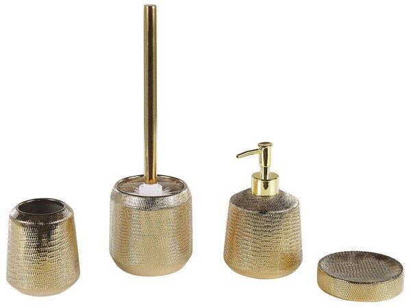 Arany kerámia fürdőszobai kiegészítő négydarabos szettben PINTO