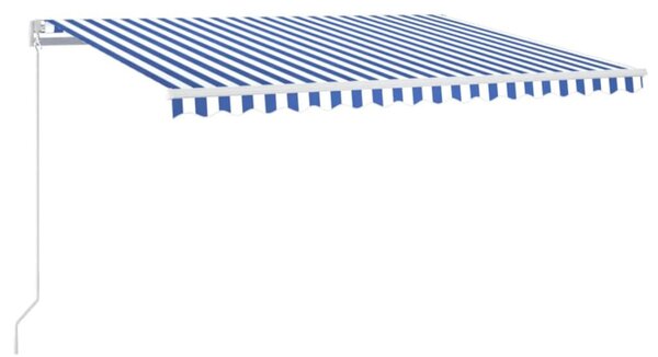 Kék és fehér kézzel kihúzható LED-es napellenző 400 x 300 cm