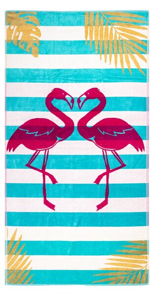 FLAMINGO GOLD Strandtörölköző türkiz 165x90cm