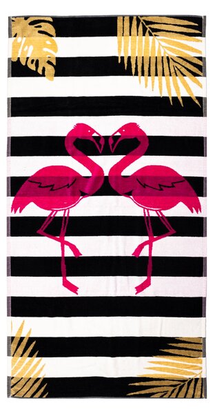 FLAMINGO GOLD Strandtörölköző fekete 165x90cm