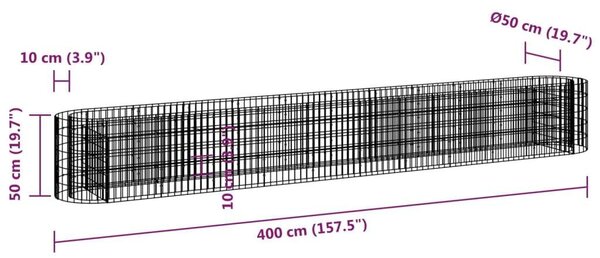 Gabion Magaságyás - 400x50x50 cm