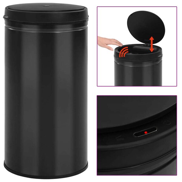 Automatikus Szemeteskuka - 60 Liter - Fekete Szénacél