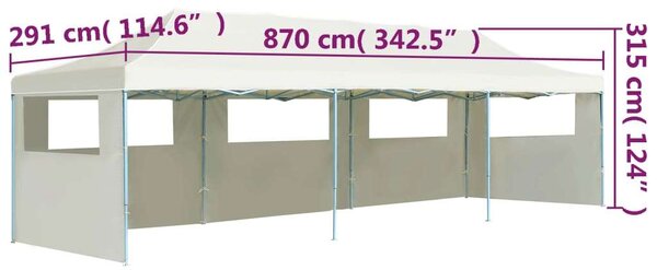 PartyTent - Összecsukható Sátor - 3x9m - Krémszínű