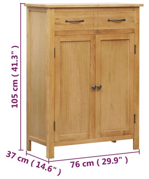 Tömör tölgyfa cipőszekrény 76 x 37 x 105 cm