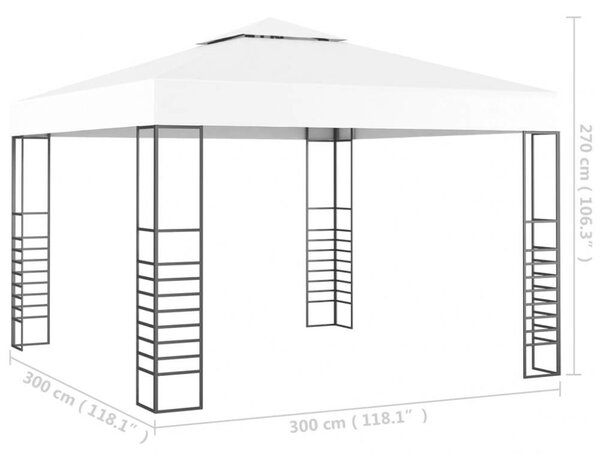 VidaXL Kerti Pavilon - Fehér - 3x3 m Acélvázas