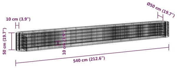 VidaXL Gabion Magaságyás - 540x50x50 cm