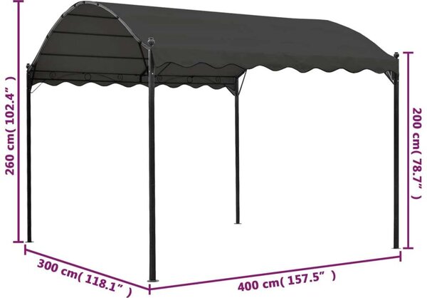 Kerti Pavilon - Antracit Szürke - 3x4 m
