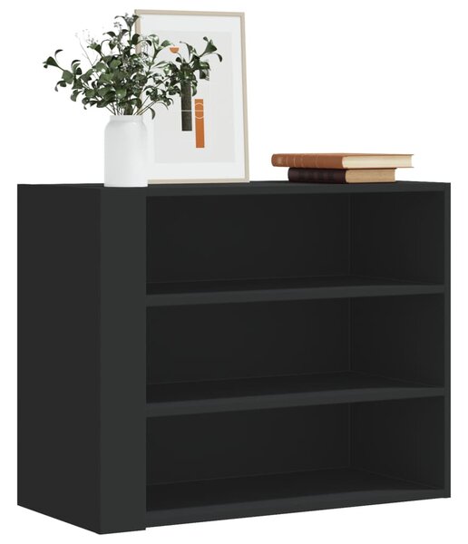 Fekete szerelt fa faliszekrény 75 x 35 x 60 cm