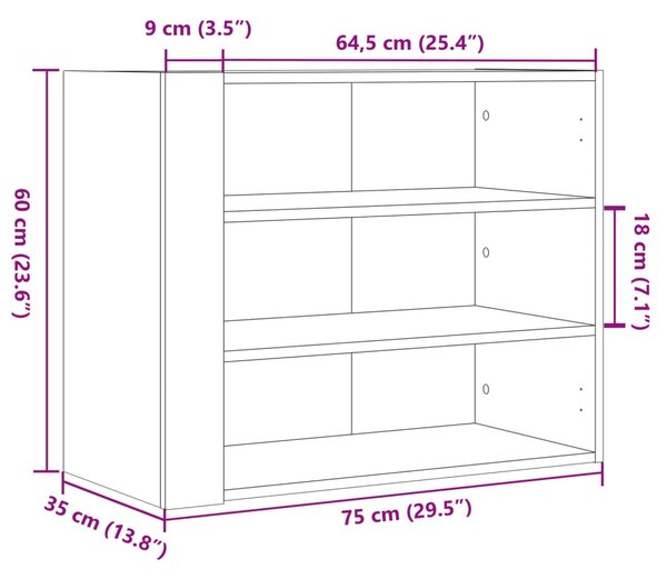 Fekete szerelt fa faliszekrény 75 x 35 x 60 cm