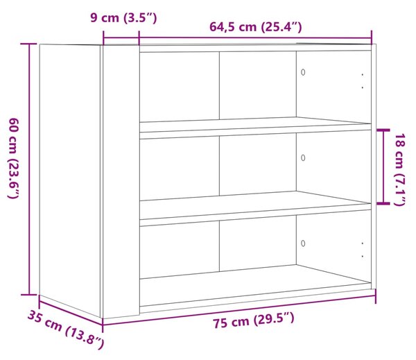 Barna tölgy színű szerelt fa fali szekrény 75 x 35 x 60 cm