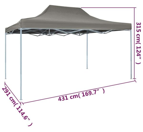 VidaXL Party Sátor - Összecsukható - 3x4,5m - Antracitszürke